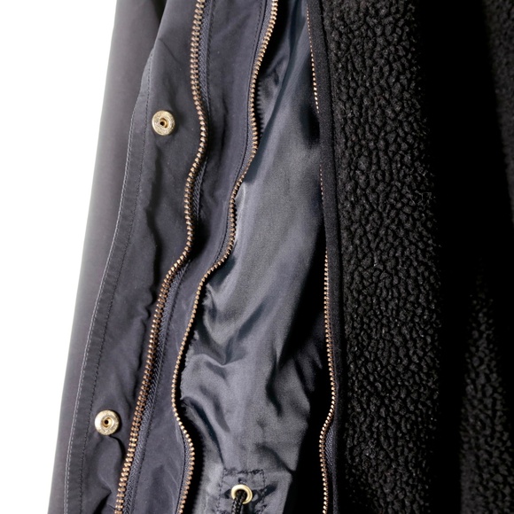 United Arrow Green Label Relaxing Collarless Black Sherpa Parka Utility Jacket M - Picture 4 of 11